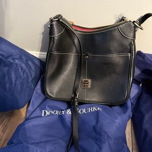 Dooney & Bourke Black Leather Shoulder Bag with Red Accents
